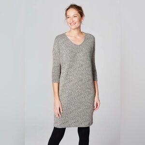 Pure Jill J.Jill Dress XL Beige Black Gray Textured Linen Cotton 3/4 Sleeve NWT